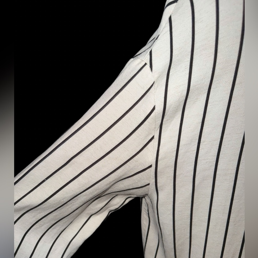 Top Shop Womens Long Jacket slimming vertical stripes, lined size 8/10 - Picture 7 of 8